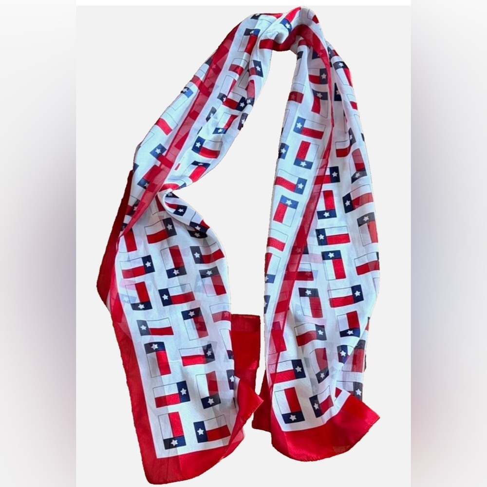 Texas Flag Patriotic Red White Blue Oblong Scarf Western Rodeo 4th of July